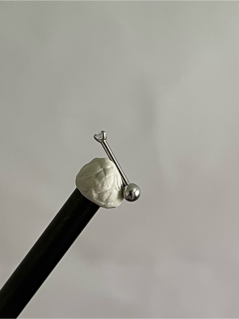 Steel CZ Prong Set Threaded Labret Piercing Body Jewelry